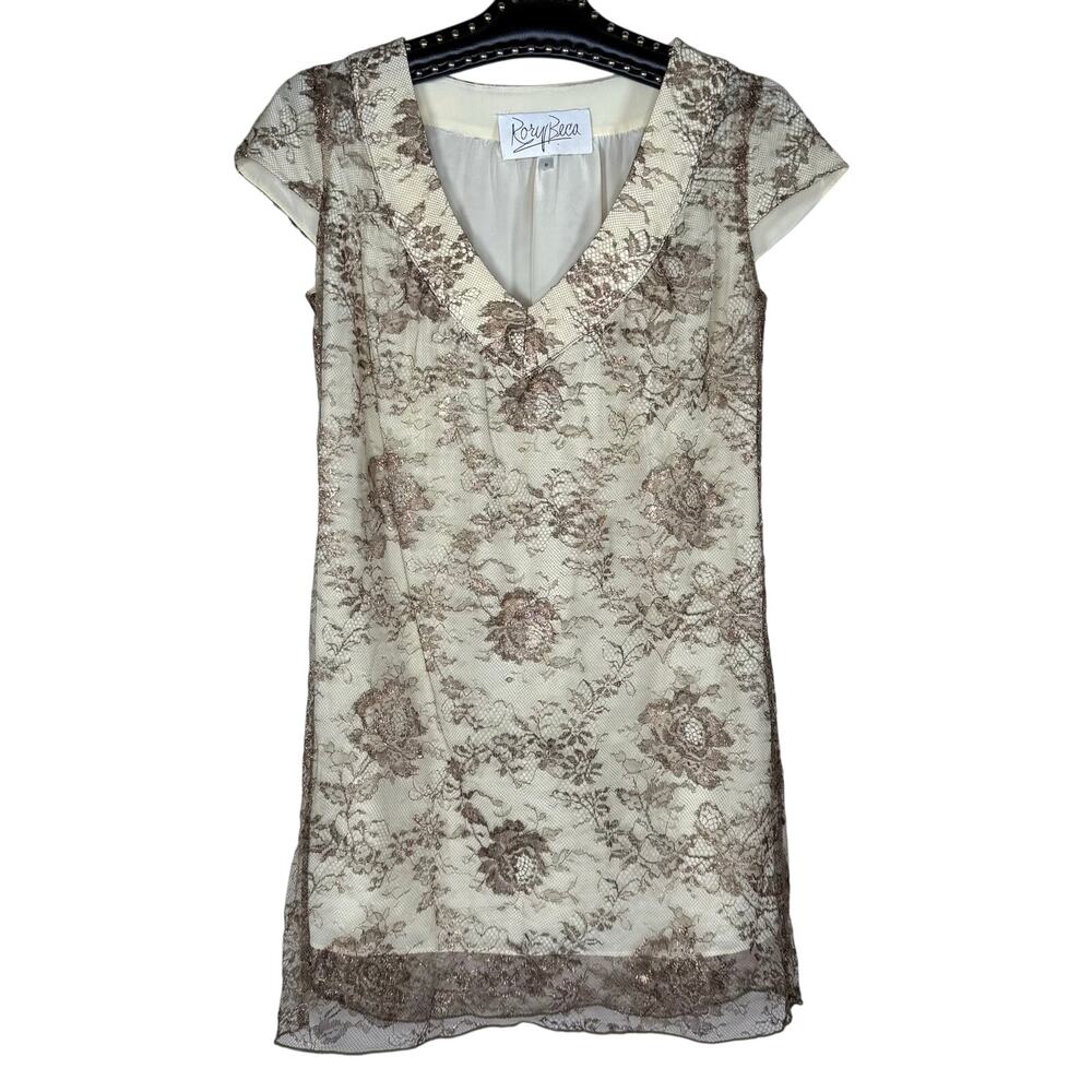 Rory Beca Floral French Lace Silk Dress Small NWOT